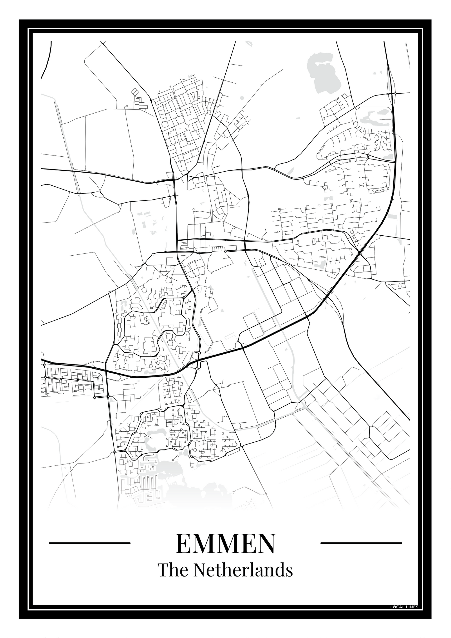 Emmen — Minimalistische stadskaart poster