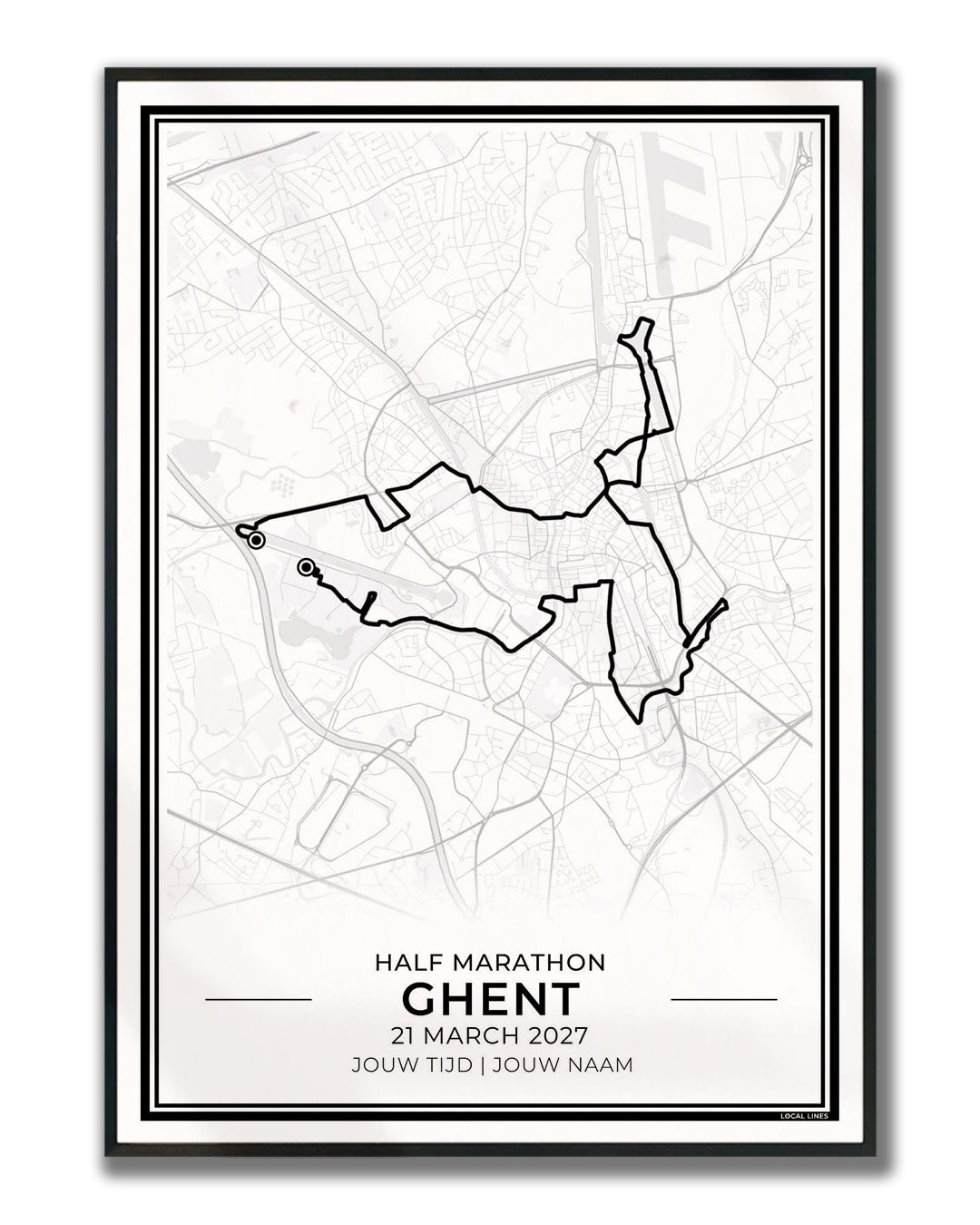 Halve marathon Gent poster in lijst - cadeau voor hardloper
