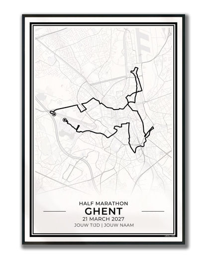 Halve marathon Gent poster in lijst - cadeau voor hardloper