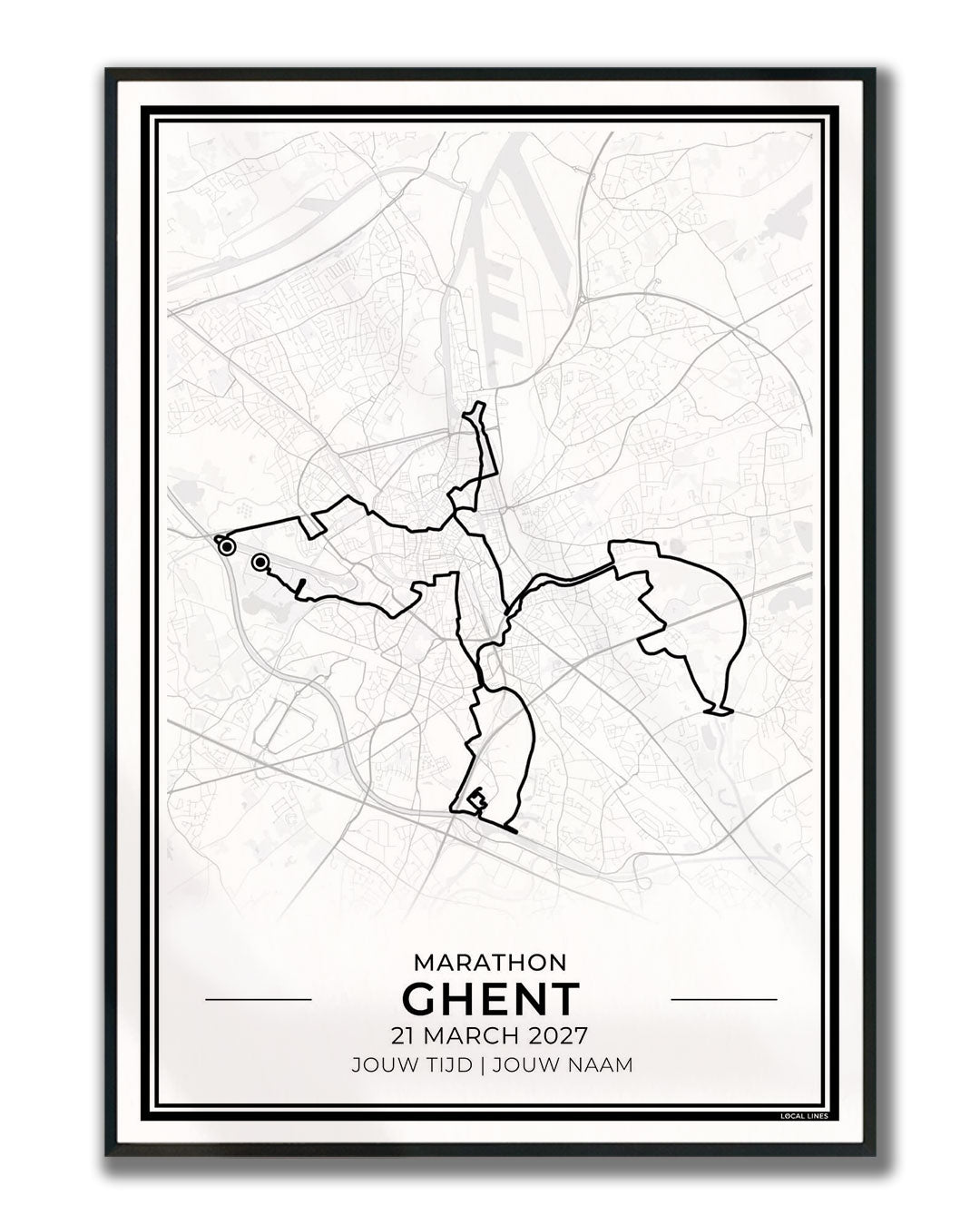 Marathon Gent poster in lijst - hardloopcadeau