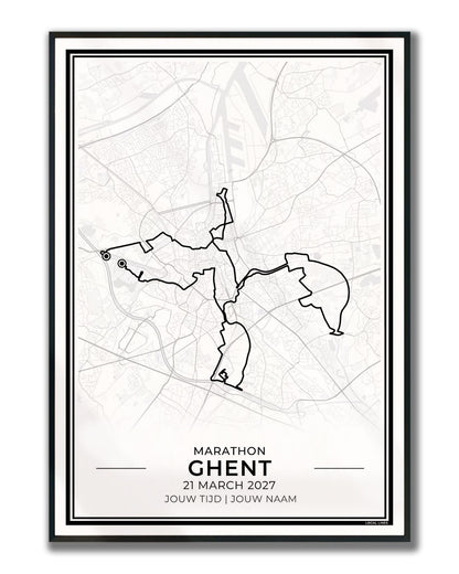 Marathon Gent poster in lijst - hardloopcadeau