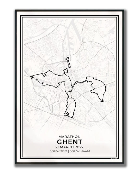 Marathon Gent poster in lijst - hardloopcadeau