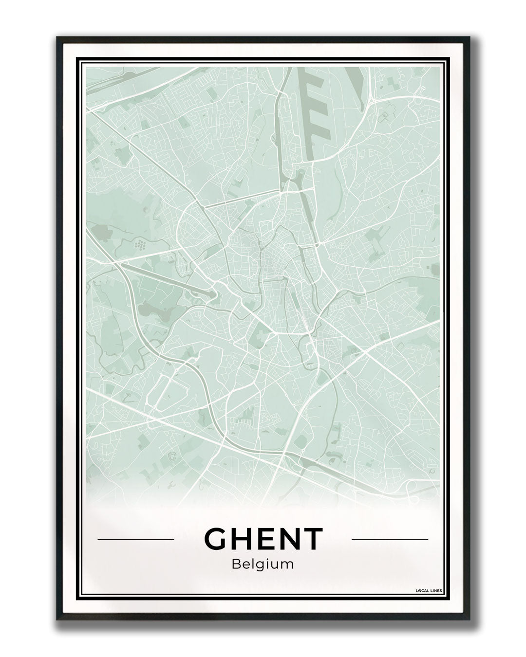 Gent Stadskaart – Poster - Sage ingelijst
