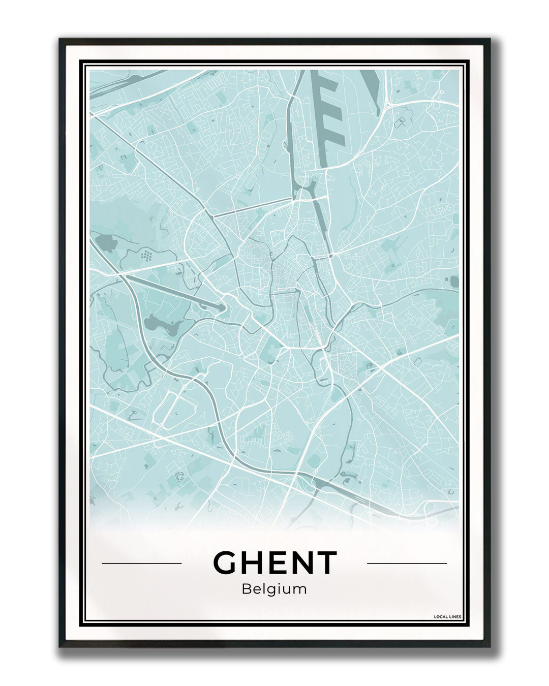Gent Stadskaart – Poster - Sky ingelijst