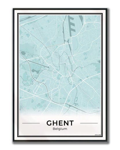 Gent Stadskaart – Poster - Sky ingelijst