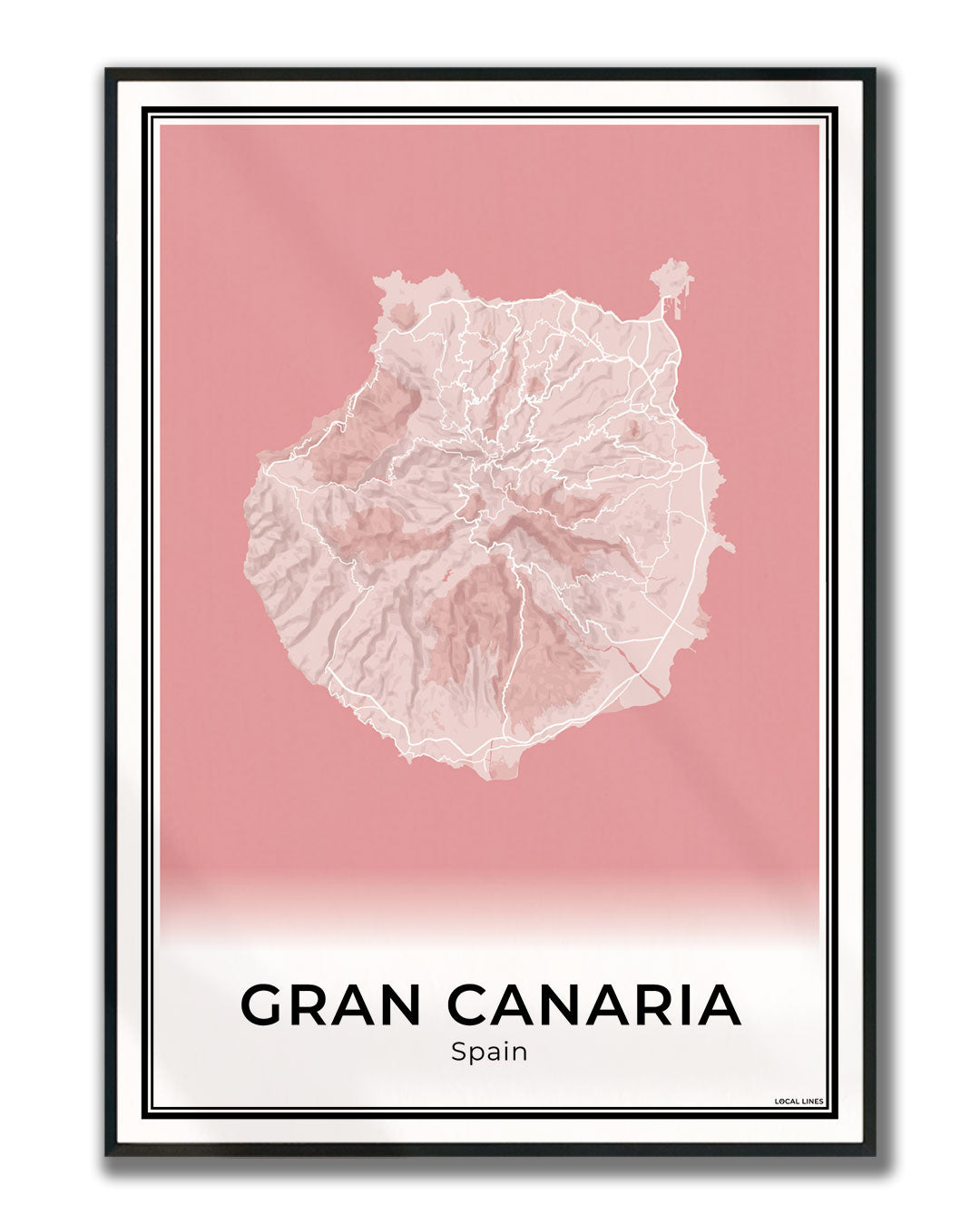 Gran Canaria Eilandkaart – Poster - Blush ingelijst