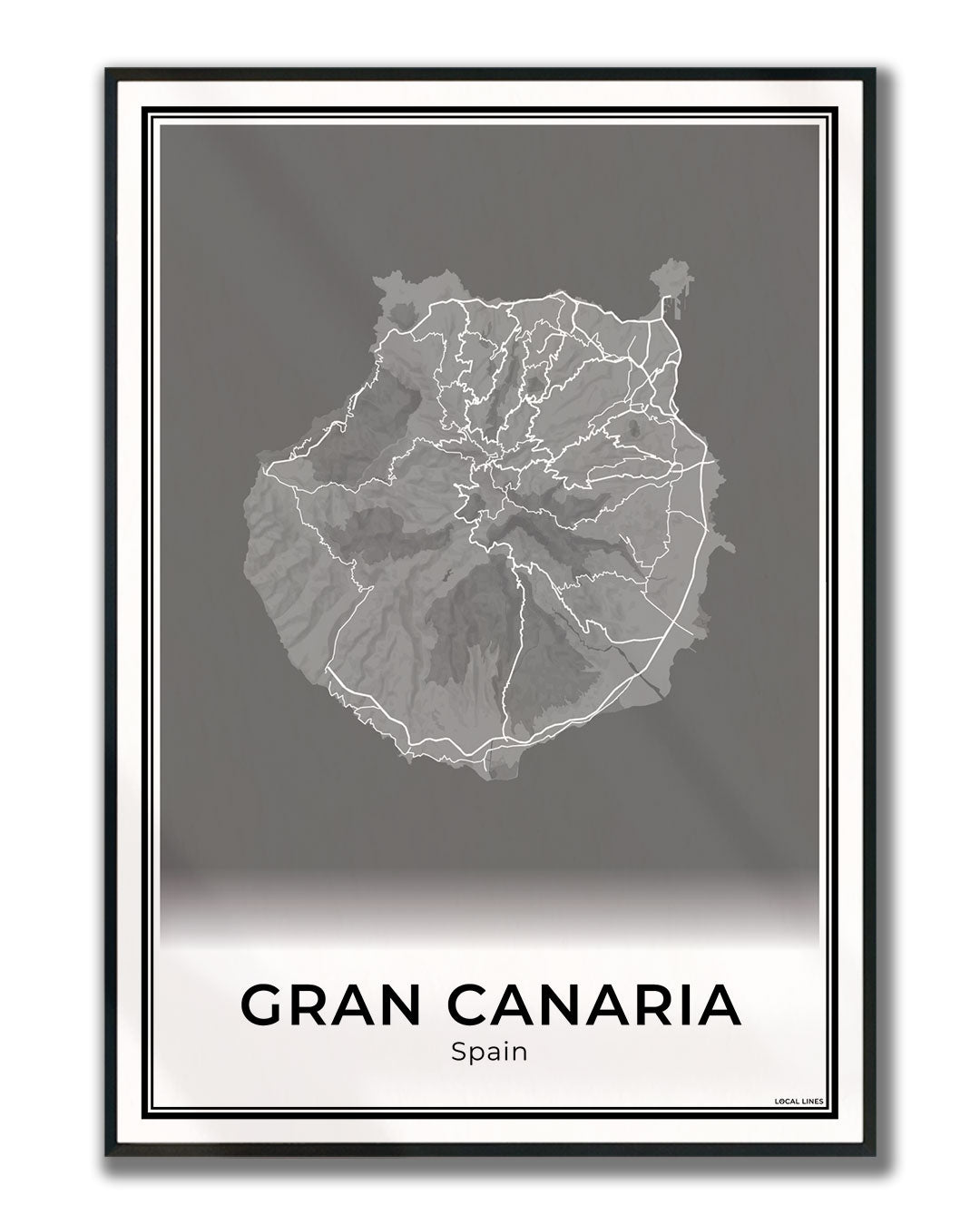 Gran Canaria Eilandkaart – Poster - Dark ingelijst
