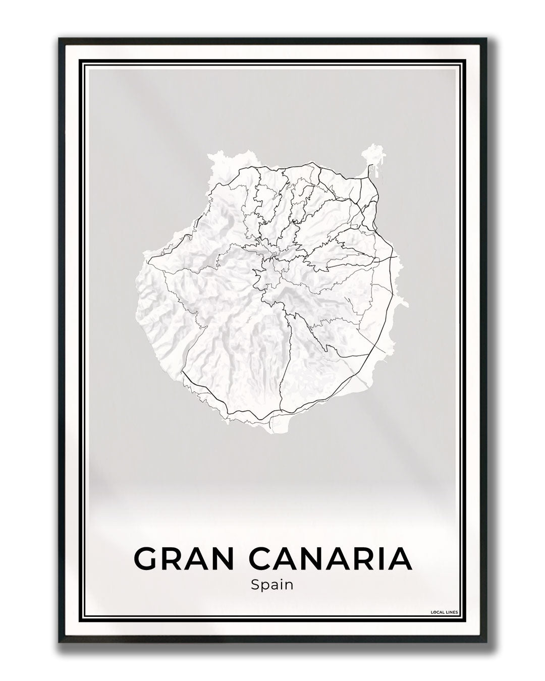 Gran Canaria Eilandkaart – Poster - Light ingelijst