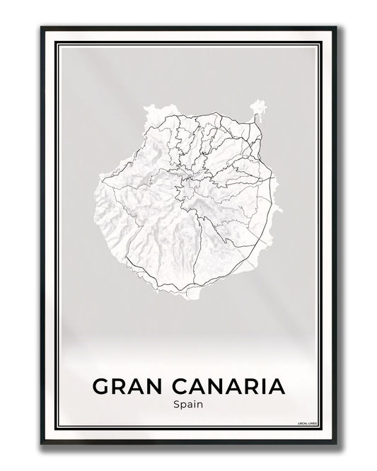 Gran Canaria Eilandkaart – Poster - Light ingelijst