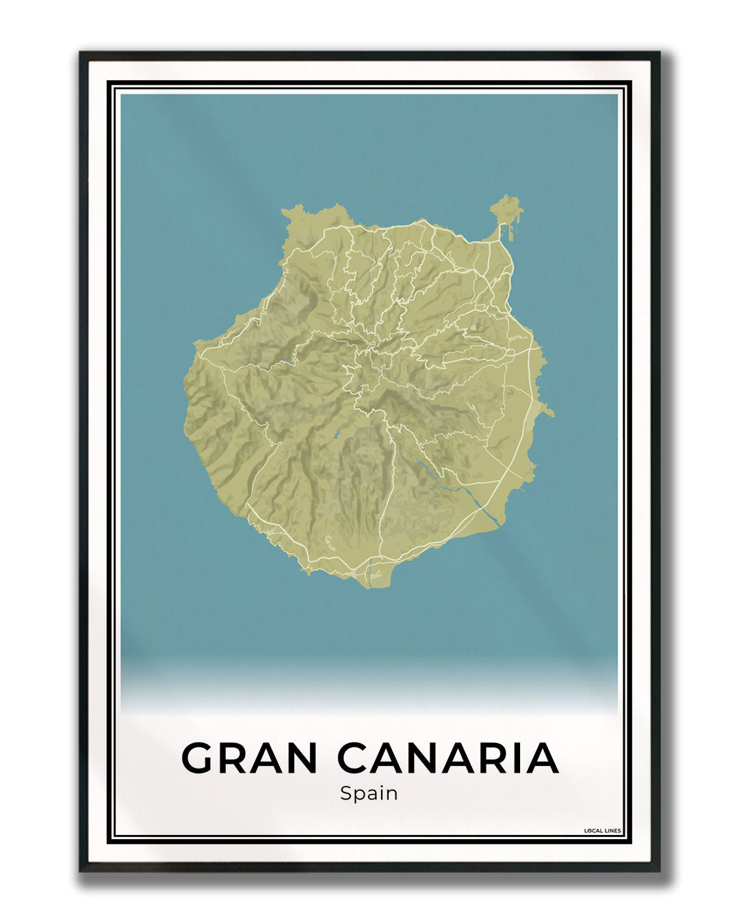 Gran Canaria Eilandkaart – Poster - Moss ingelijst