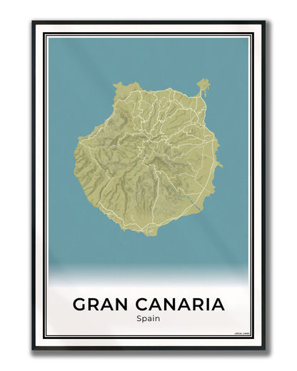 Gran Canaria Eilandkaart – Poster - Moss ingelijst