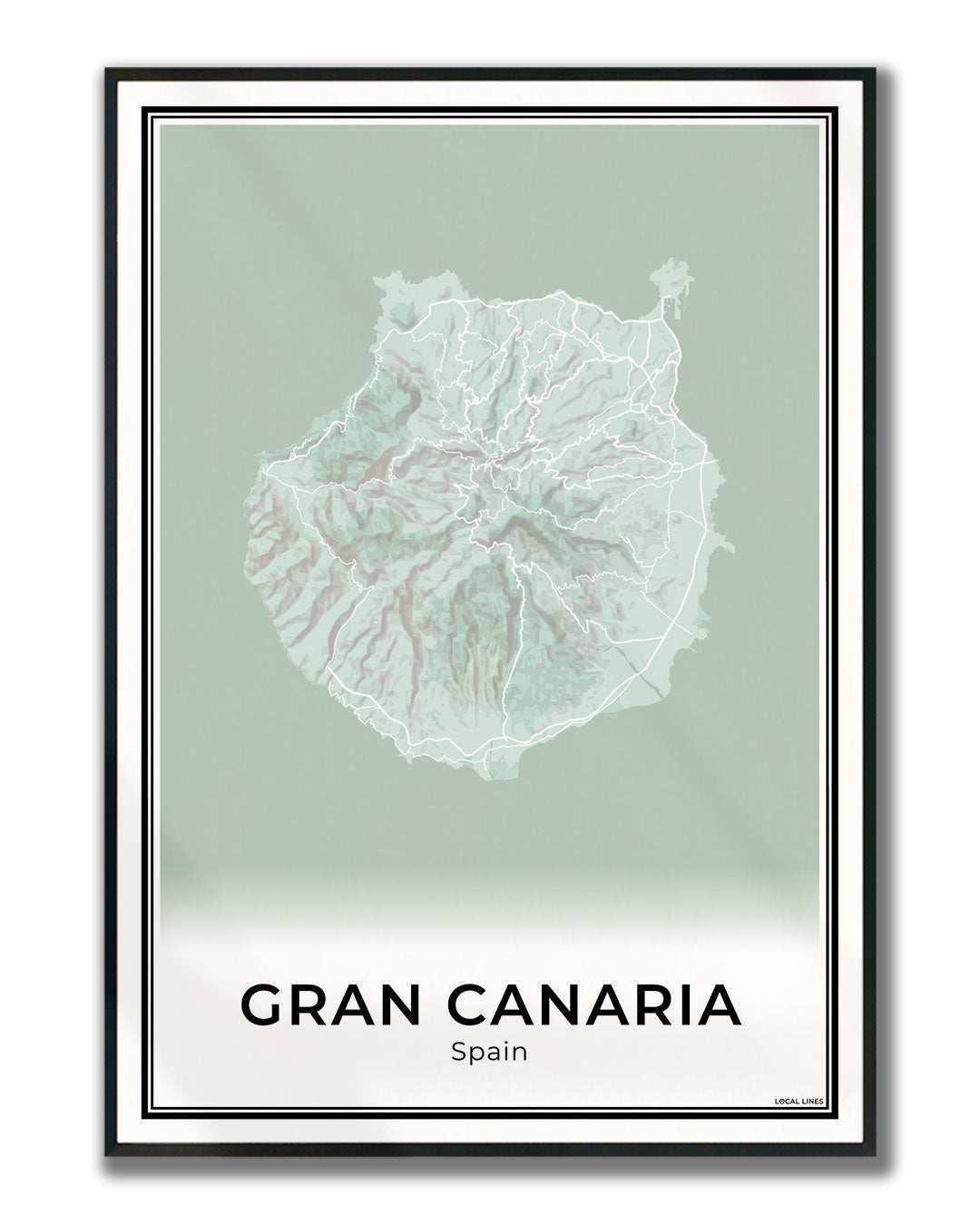 Gran Canaria Eilandkaart – Poster - Sage ingelijst
