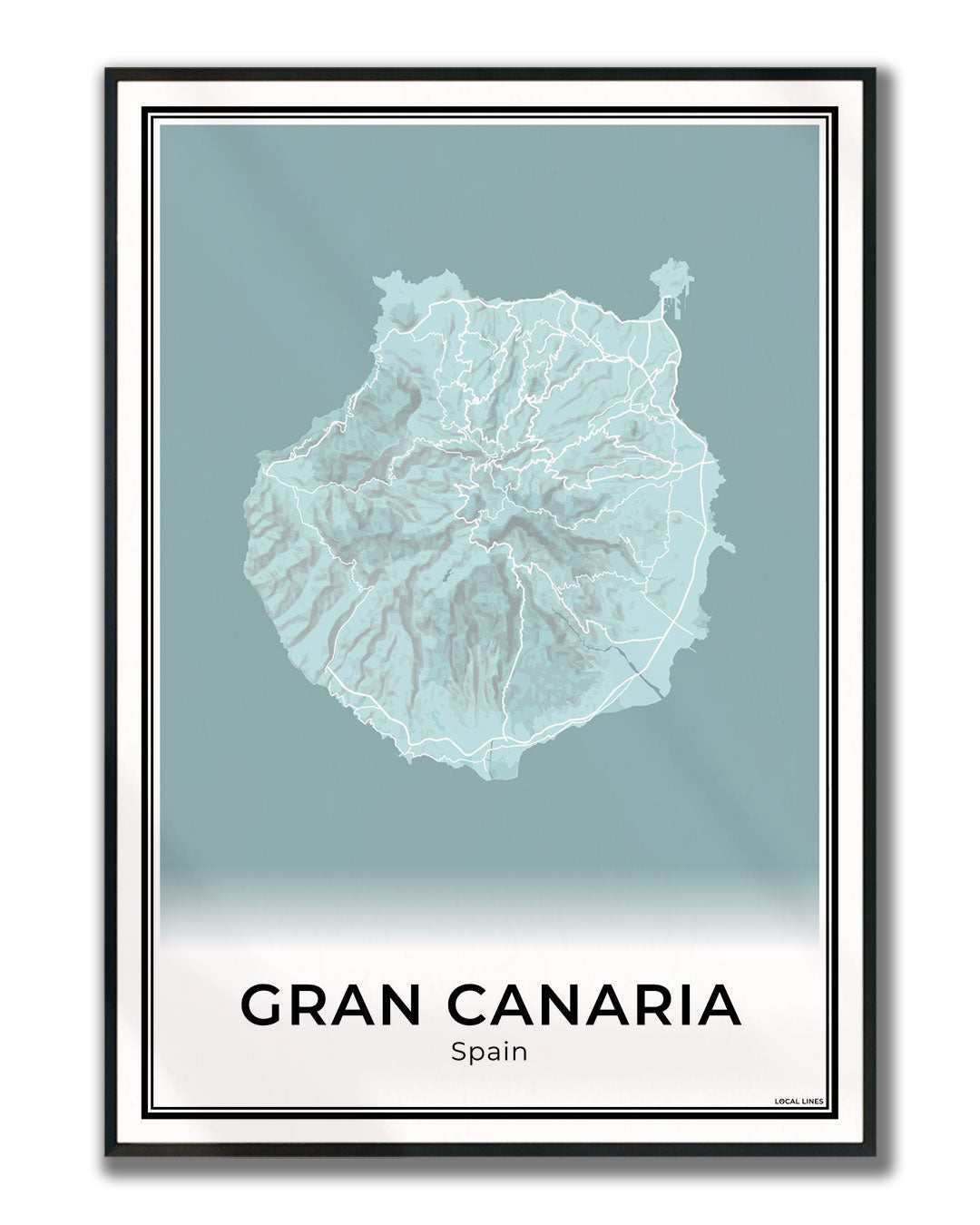 Gran Canaria Eilandkaart – Poster - Sky ingelijst