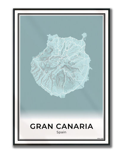 Gran Canaria Eilandkaart – Poster - Sky ingelijst