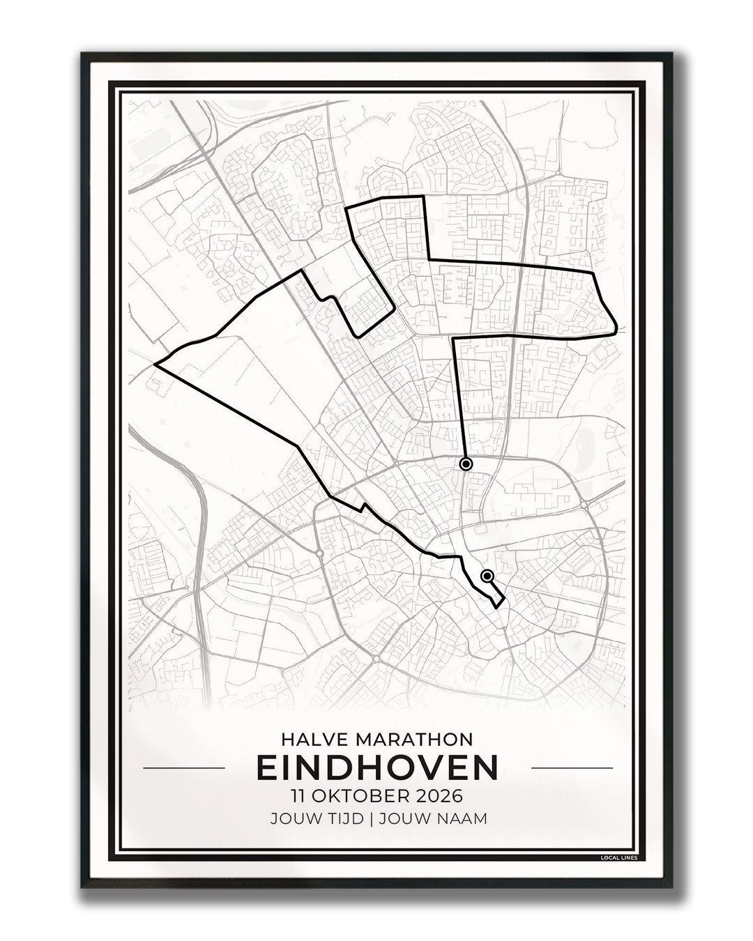 route ASML halve marathon Eindhoven 2026 ingelijste poster