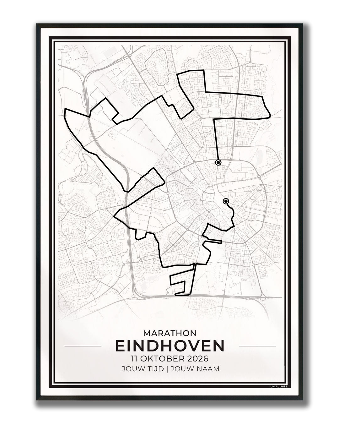route ASML marathon Eindhoven 2026 ingelijste poster
