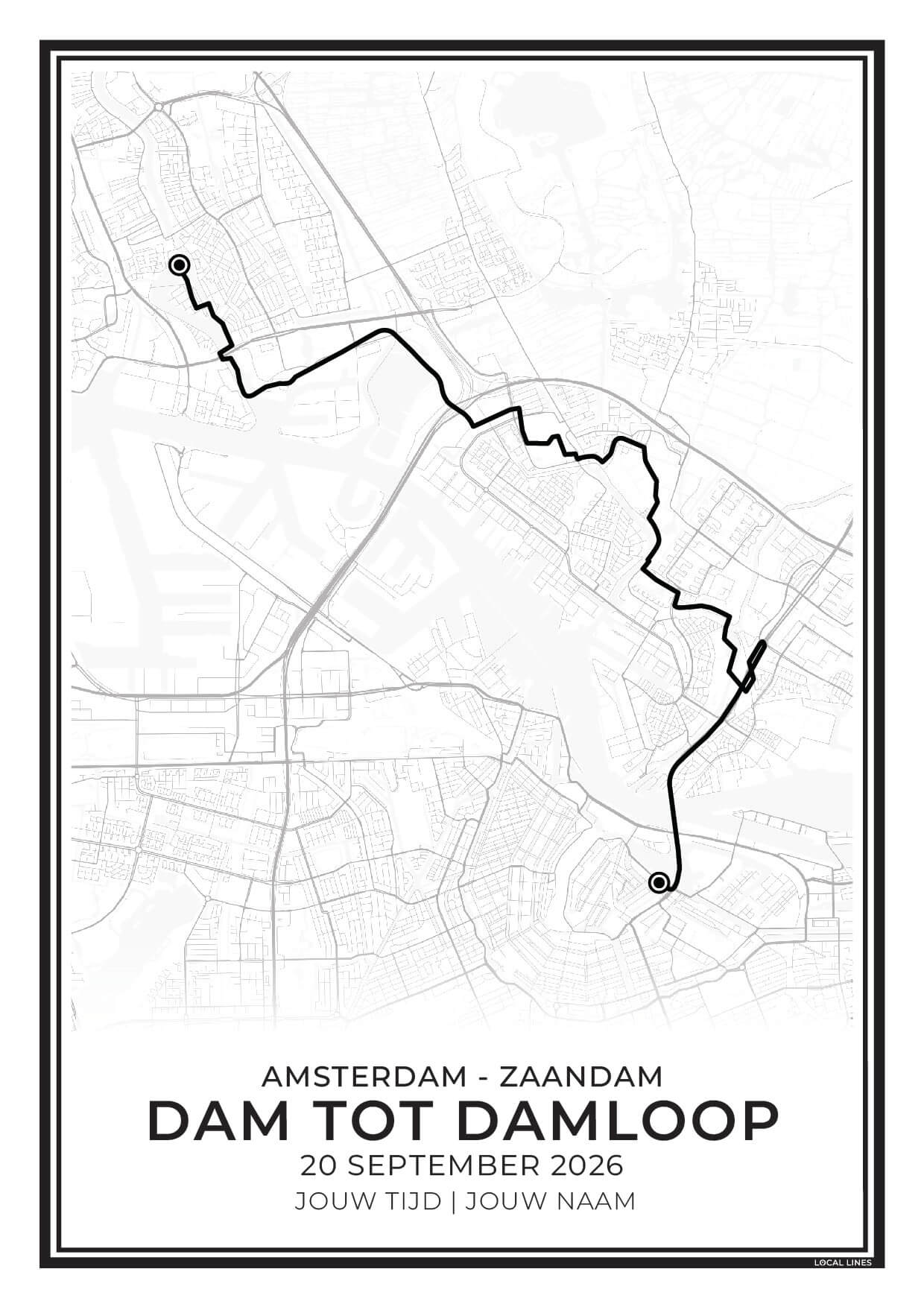 Hardloopposter route dam tot damloop 2026