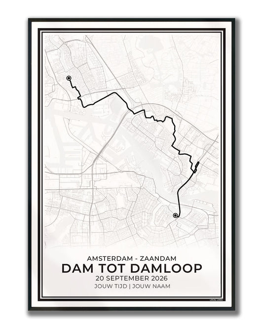 Hardloopposter route dam tot damloop 2026 ingelijst