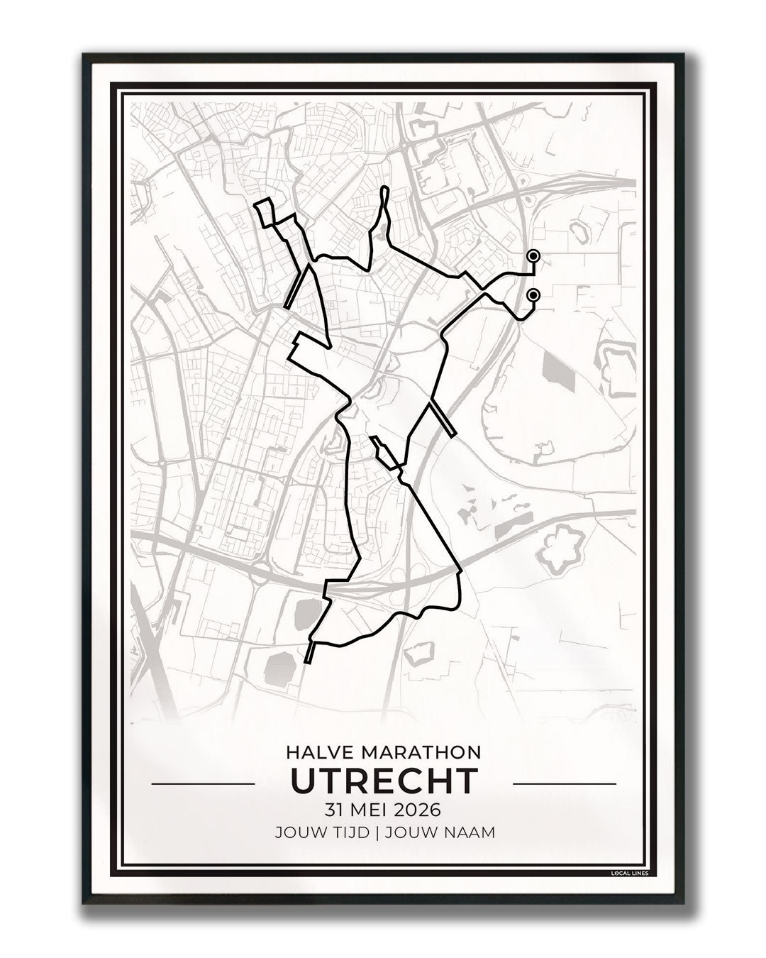 route halve marathon Utrecht 2027 ingelijste hardloopposter