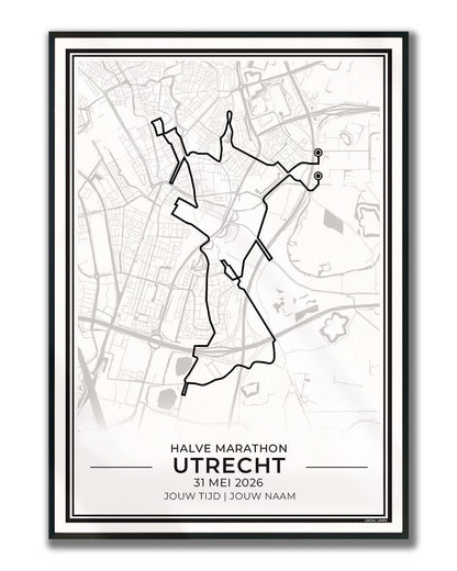 route halve marathon Utrecht 2027 ingelijste hardloopposter