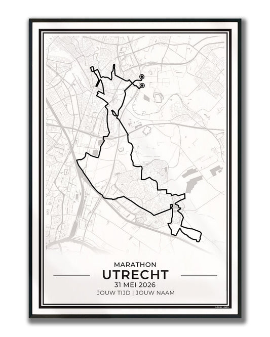route marathon Utrecht 2027 ingelijste hardloopposter