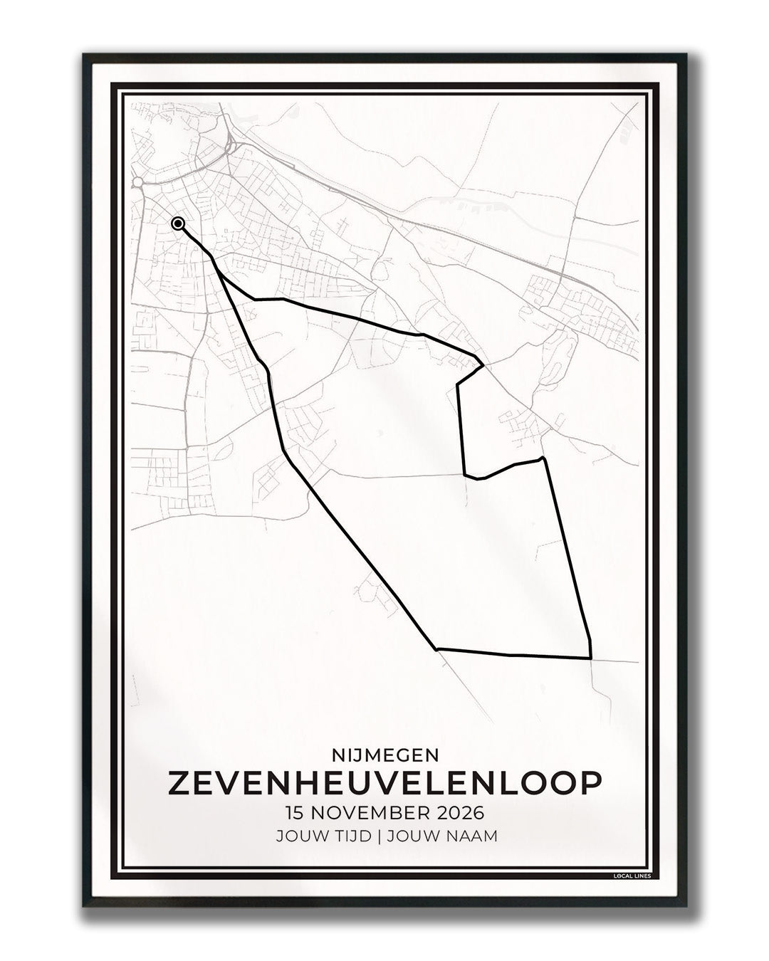 Route zevenheuvelenloop 2026 hardloopposter ingelijst