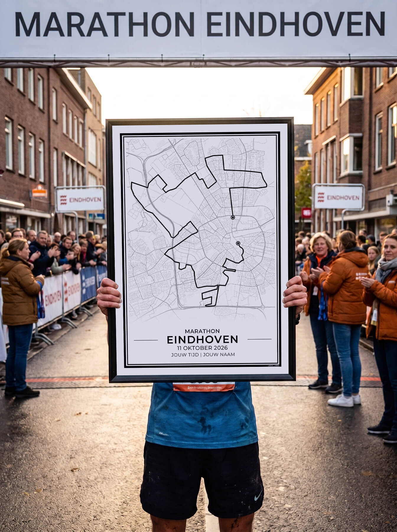 Hardloopposter ASML Eindhoven bij finish ingelijst algemeen