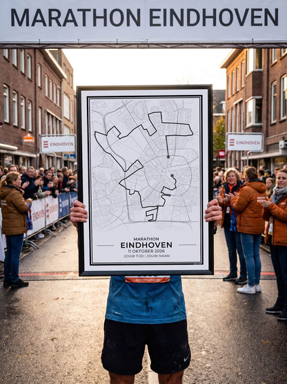 Hardloopposter ASML Eindhoven bij finish ingelijst algemeen