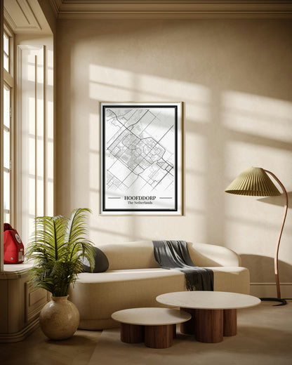 Hoofddorp — Minimalistische stadskaart poster