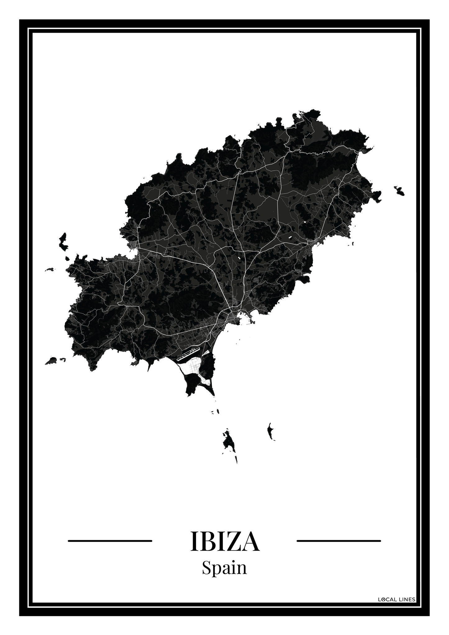 Poster Ibiza | Eilandkaart
