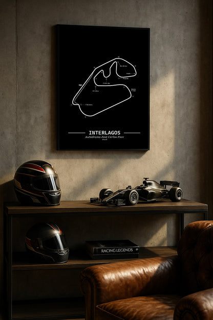 Poster Interlagos Formule 1 Circuit | Zwart