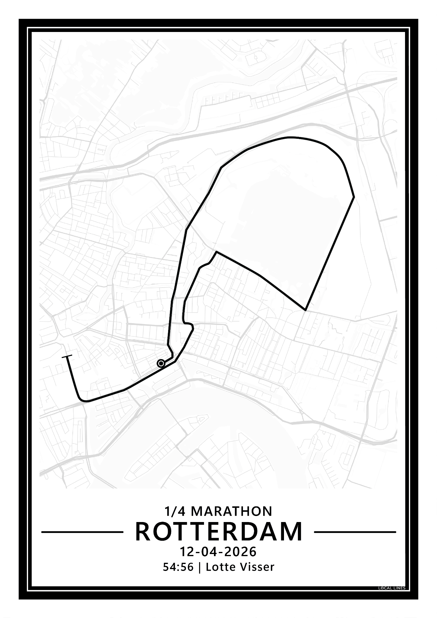 Kwart marathon Rotterdam 2026 hardloopposter
