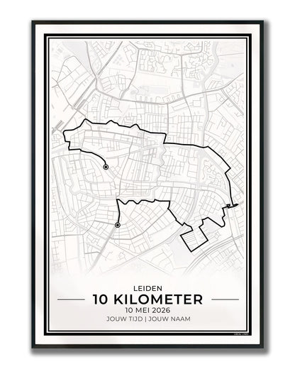 10 Kilometer Leiden poster in lijst - cadeau voor hardloper