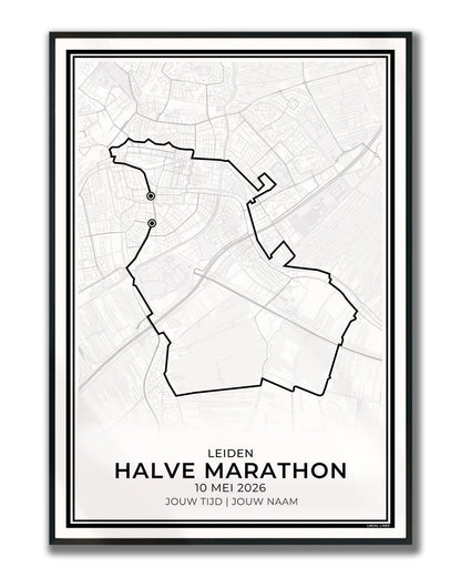Halve marathon Leiden poster in lijst - cadeau voor hardloper