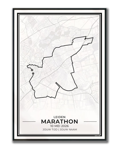 Marathon Leiden poster in lijst - hardloopcadeau
