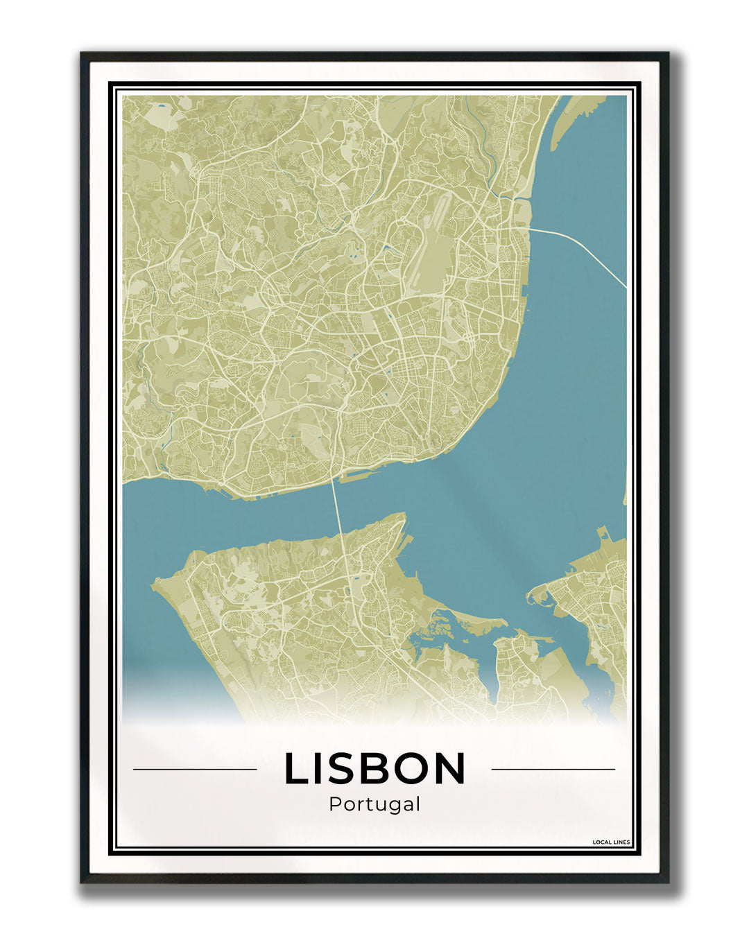 Lissabon Stadskaart – Poster - Moss ingelijst