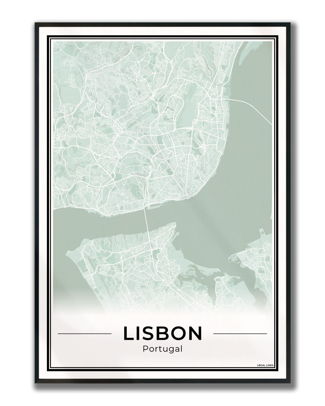 Lissabon Stadskaart – Poster - Sage ingelijst