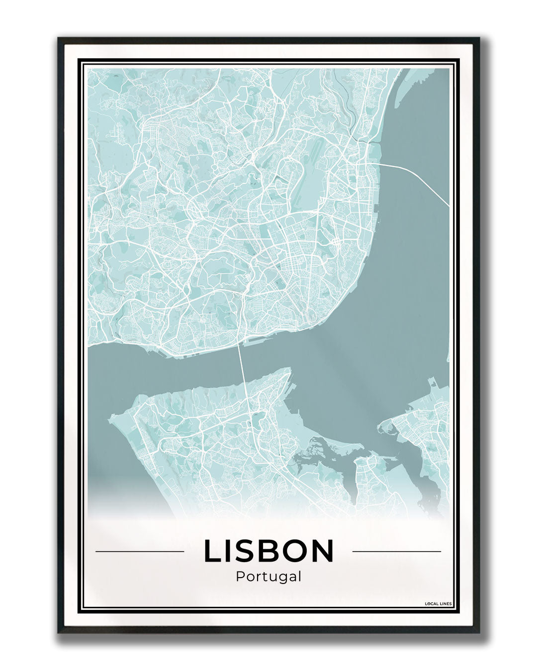 Lissabon Stadskaart – Poster - Sky ingelijst
