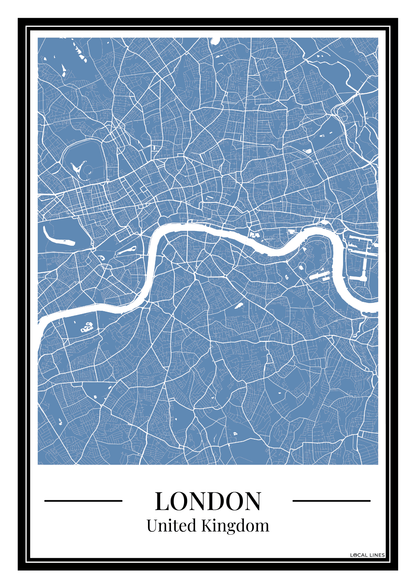 London stadskaart poster – Blauw