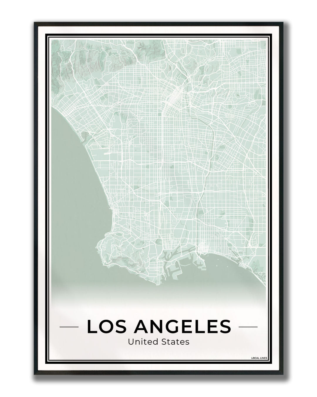 Los Angeles Stadskaart – Poster - Sage ingelijst