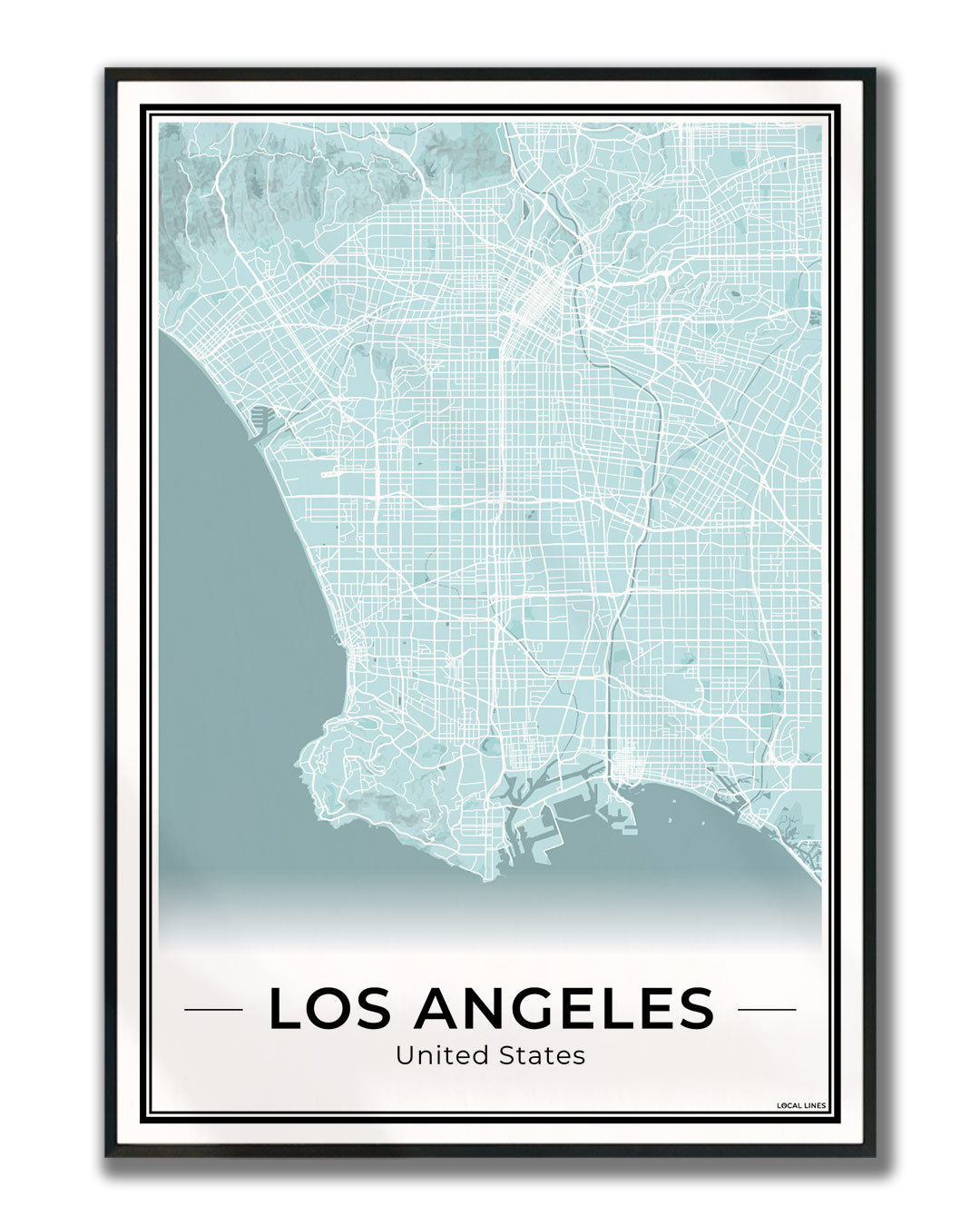 Los Angeles Stadskaart – Poster - Sky ingelijst
