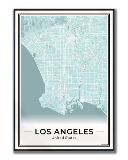 Los Angeles Stadskaart – Poster - Sky ingelijst