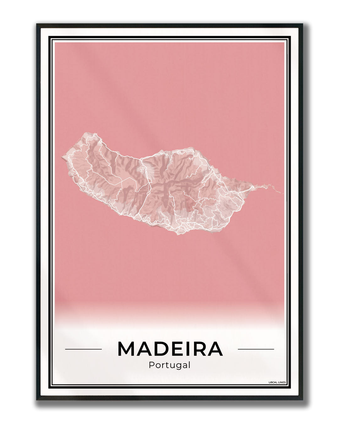 Madeira Eilandkaart – Poster - Blush ingelijst