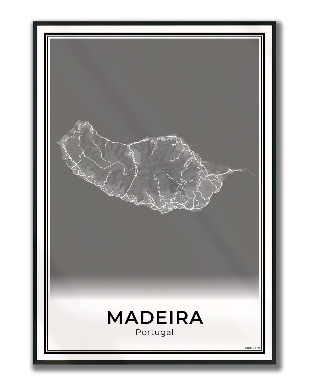 Madeira Eilandkaart – Poster - Dark ingelijst