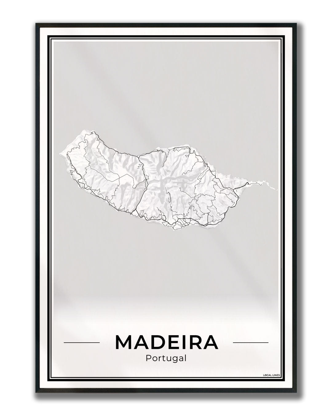 Madeira Eilandkaart – Poster - Light ingelijst