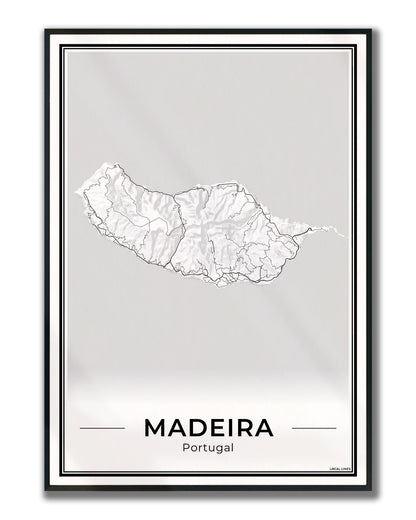 Madeira Eilandkaart – Poster - Light ingelijst