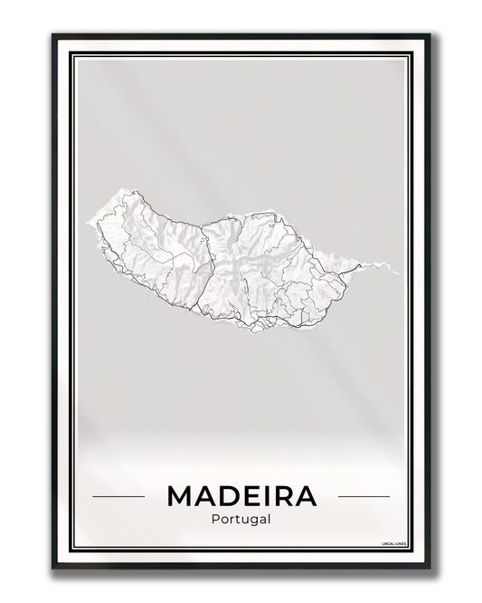 Madeira Eilandkaart – Poster - Light ingelijst