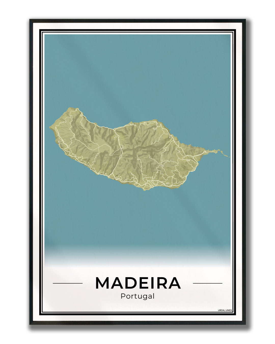 Madeira Eilandkaart – Poster - Moss ingelijst