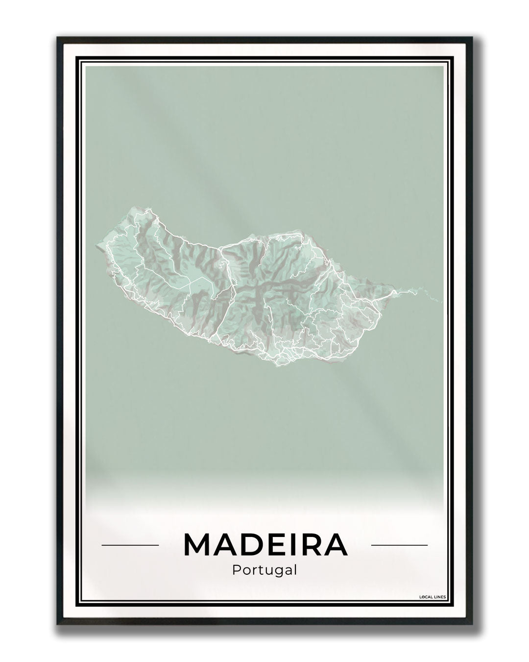 Madeira Eilandkaart – Poster - Sage ingelijst