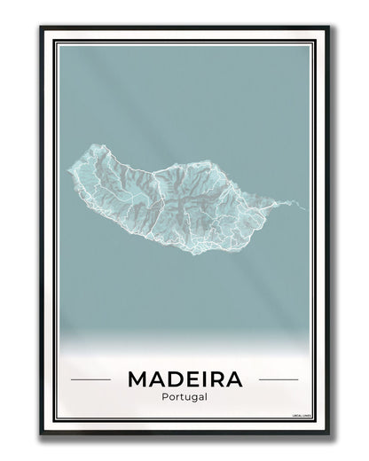 Madeira Eilandkaart – Poster - Sky ingelijst